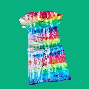 Girls Rainbow Tie-Dye casual Bright colorful Summer Dress no size tag
